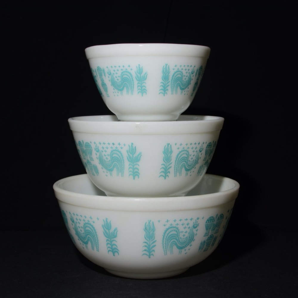 DECIDED TO KEEP NOT FOR SALE Pyrex Mixing Nesting Bowls Amish Butterprint 1950 - Picture 5 of 9
